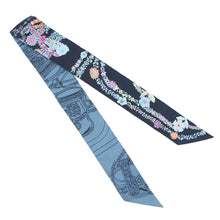 Load image into Gallery viewer, HERMES Twilly BRIDES DE GALA EN FLEURS Brides de Gala en Fleurs Marine/Pink/Blue Jean Silk100%
