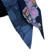 Load image into Gallery viewer, HERMES Twilly BRIDES DE GALA EN FLEURS Brides de Gala en Fleurs Marine/Pink/Blue Jean Silk100%
