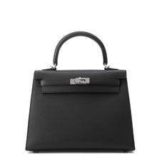 将图像加载到图库查看器中，HERMES Kelly Sellier Black Epsom Size 25
