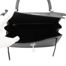 将图像加载到图库查看器中，HERMES Kelly Sellier Black Epsom Size 25
