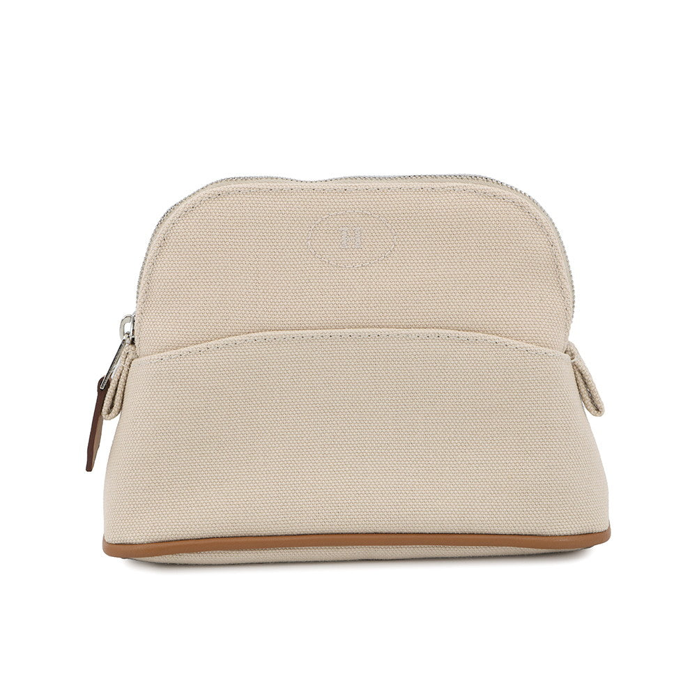 HERMES Bolide Pouch Natural Canvas Leather Size Mini mini