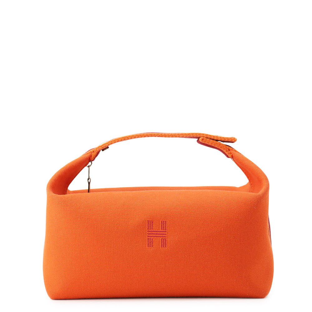 HERMES Brid a Black Orange/Bordeaux Canvas Size GM
