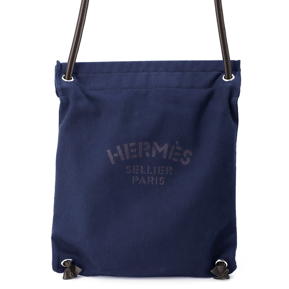 HERMES Aline Backpack Navy Toile Chevrons Size PM