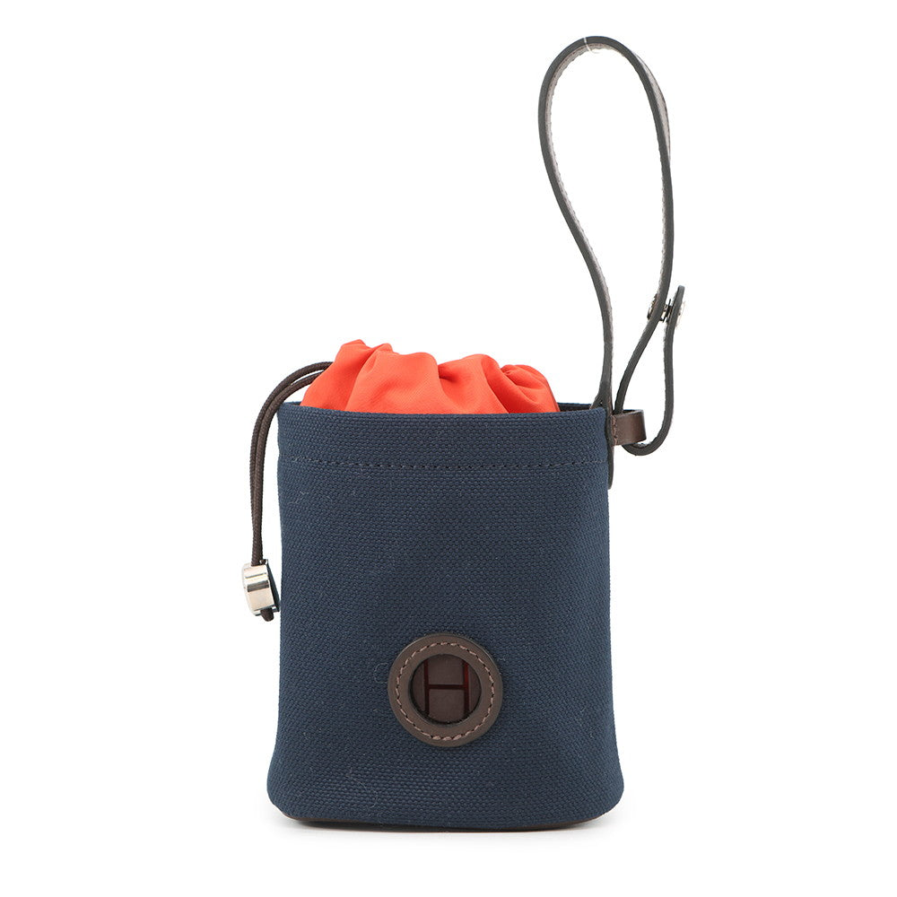 HERMES Dog Treat Pouch Navy Coating canvas
