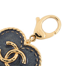 将图像加载到图库查看器中，CHANEL CC Logo Denim Bag Charm with Heart Motif NavyABC827 Gold Plated Resin
