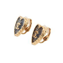 Load image into Gallery viewer, CHANEL CC Logo Denim Heart Motif Earrings NavyABC742 Gold Plated Resin
