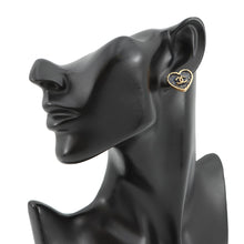 Load image into Gallery viewer, CHANEL CC Logo Denim Heart Motif Earrings NavyABC742 Gold Plated Resin
