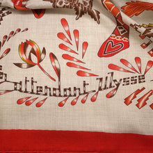 Load image into Gallery viewer, HERMES Giant Square En Attendant Ulysse Size 140 Natural/Orange/Blanc Cashmere70% Silk30%
