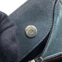 将图像加载到图库查看器中，LOEWE Anagram Camoccio Handbag NavyGray/Brown Suede leather
