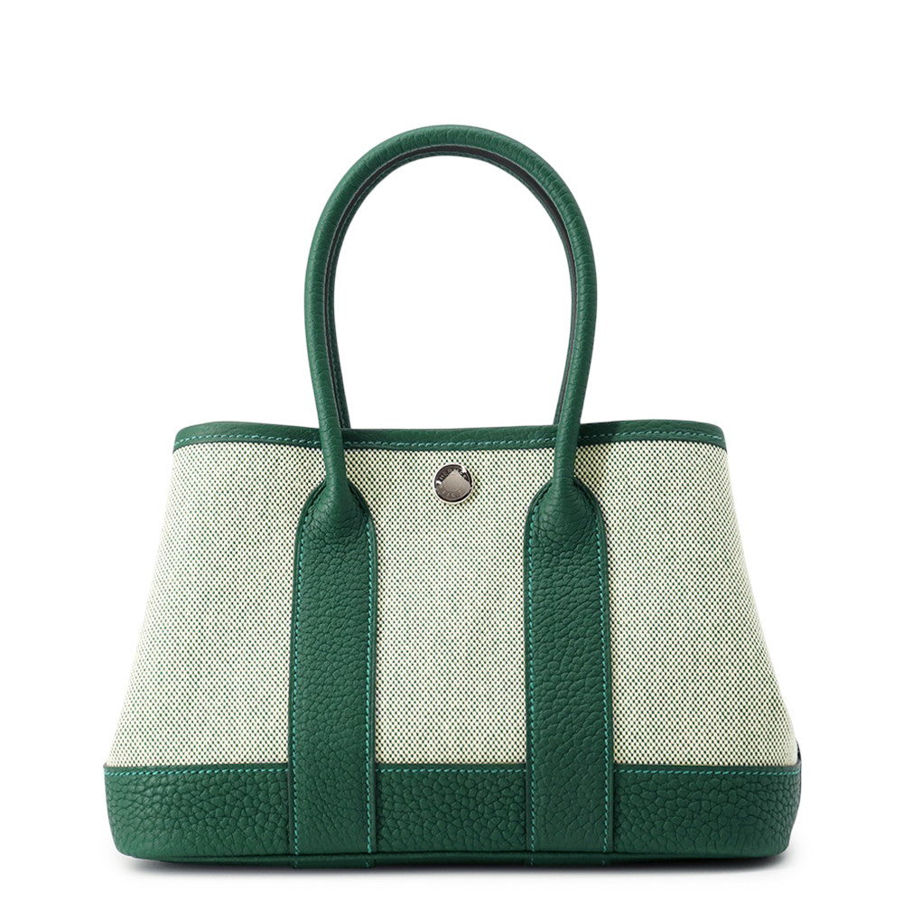 HERMES Neo Garden Ecru/Vert Moyen Negonda Leather Toile H Size 23