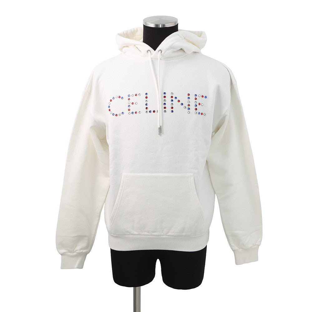 CELINE CELINE logo hoodie in Rhinestone Size S White2Y89B670Q Cotton100% Rhinestone