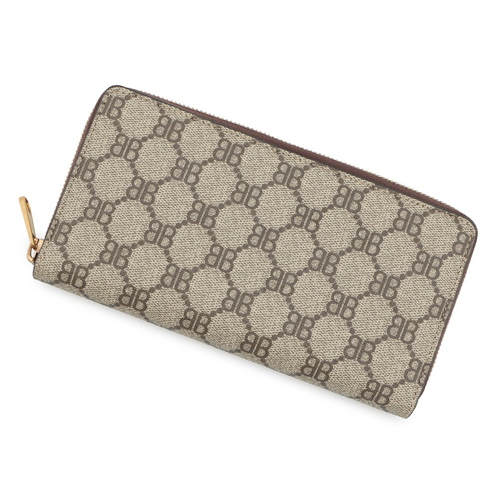 BALENCIAGA GUCCI x BALENCIAGA The Hacker Project Zip-Around Wallet Beige/Brown680401 PVC