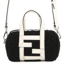 将图像加载到图库查看器中，FENDI Zucca 2-way mini bag Black/White7VA570 Fur Leather
