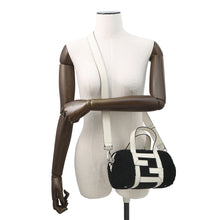 将图像加载到图库查看器中，FENDI Zucca 2-way mini bag Black/White7VA570 Fur Leather
