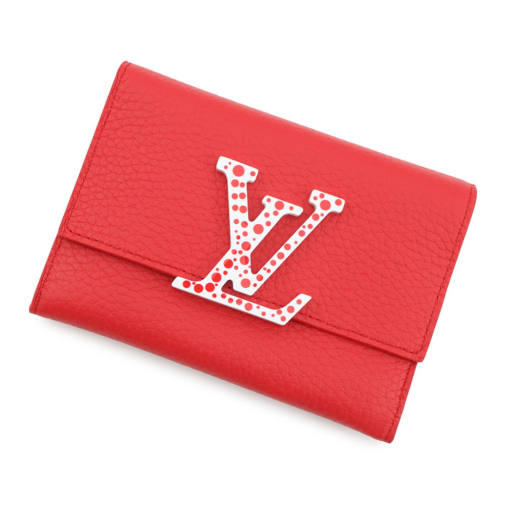 LOUIS VUITTON LVxYK Portefeuille Capucine Compact Maxi Yayoi Kusama Collaboration RougeM82113 Taurillon Leather