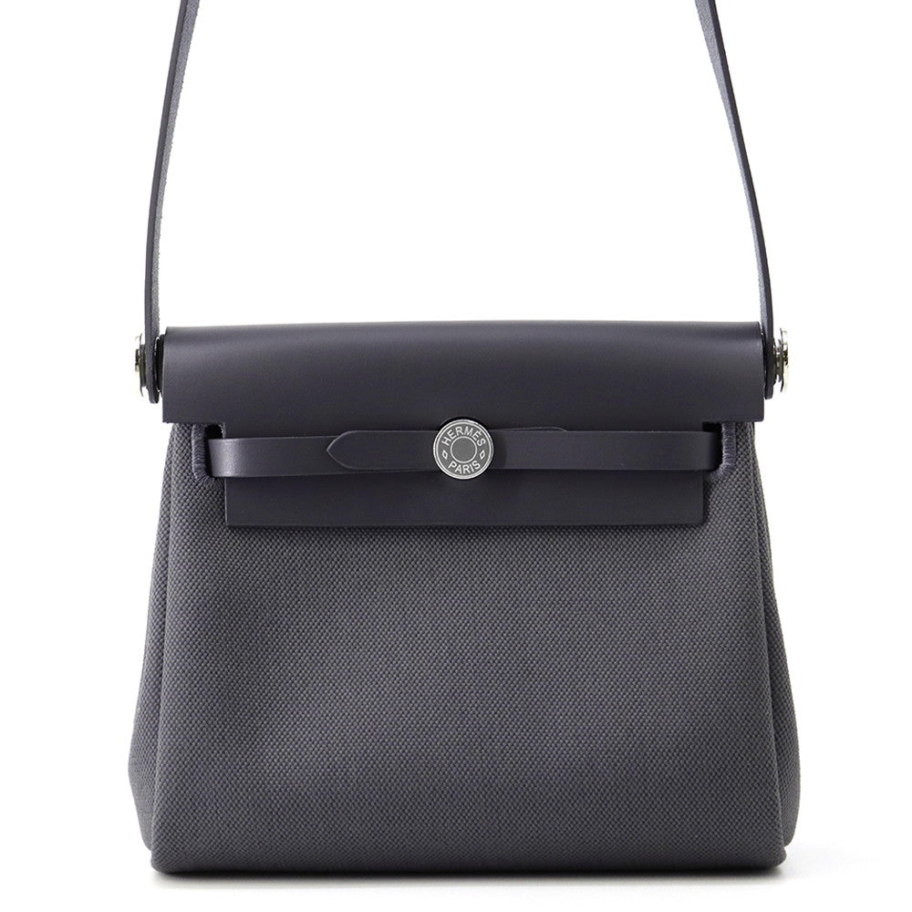 HERMES Herbag zip Ardoise Toile Military Vache Hunter Leather Size Mini