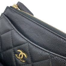 将图像加载到图库查看器中，CHANEL Matelasse CC Logo Fragment Card Case BlackAP3179 Caviar Leather
