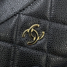 将图像加载到图库查看器中，CHANEL Matelasse CC Logo Fragment Card Case BlackAP3179 Caviar Leather
