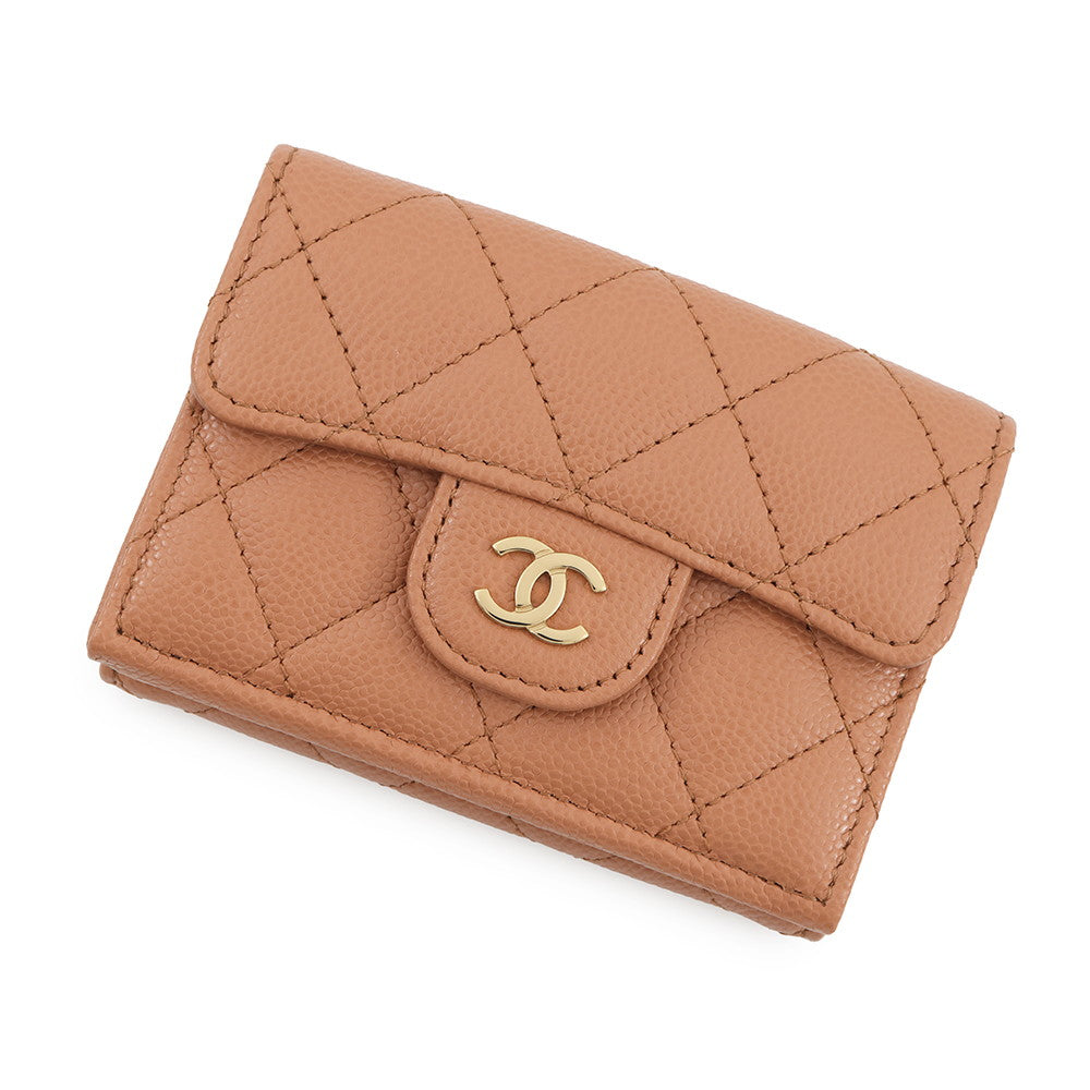 CHANEL Classic Small Flap Wallet Tri-fold Wallet CamelAP0230 Caviar Leather
