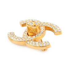 将图像加载到图库查看器中，CHANEL Turnlock CC Logo Brooch Gold Plated Rhinestone
