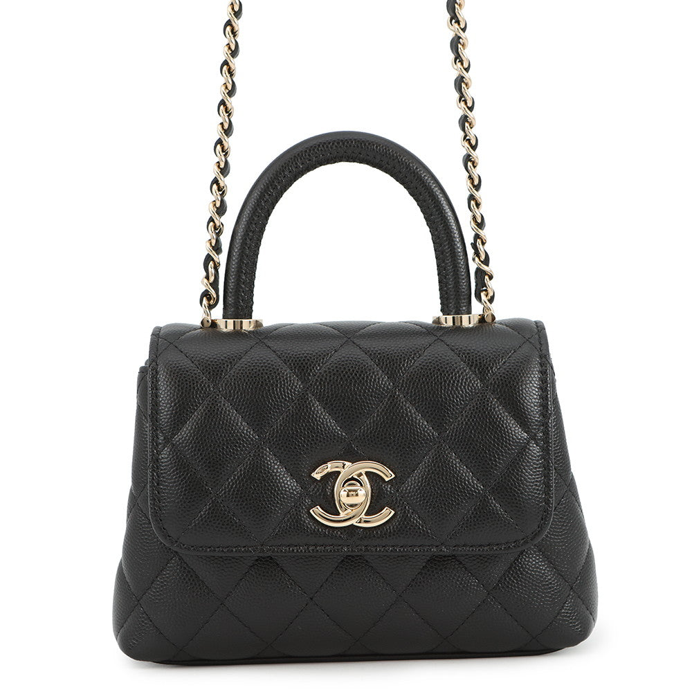 CHANEL Matelasse Coco Handle 2wayChainShoulder BlackAP4244 Caviar Leather Size Minimini(16)