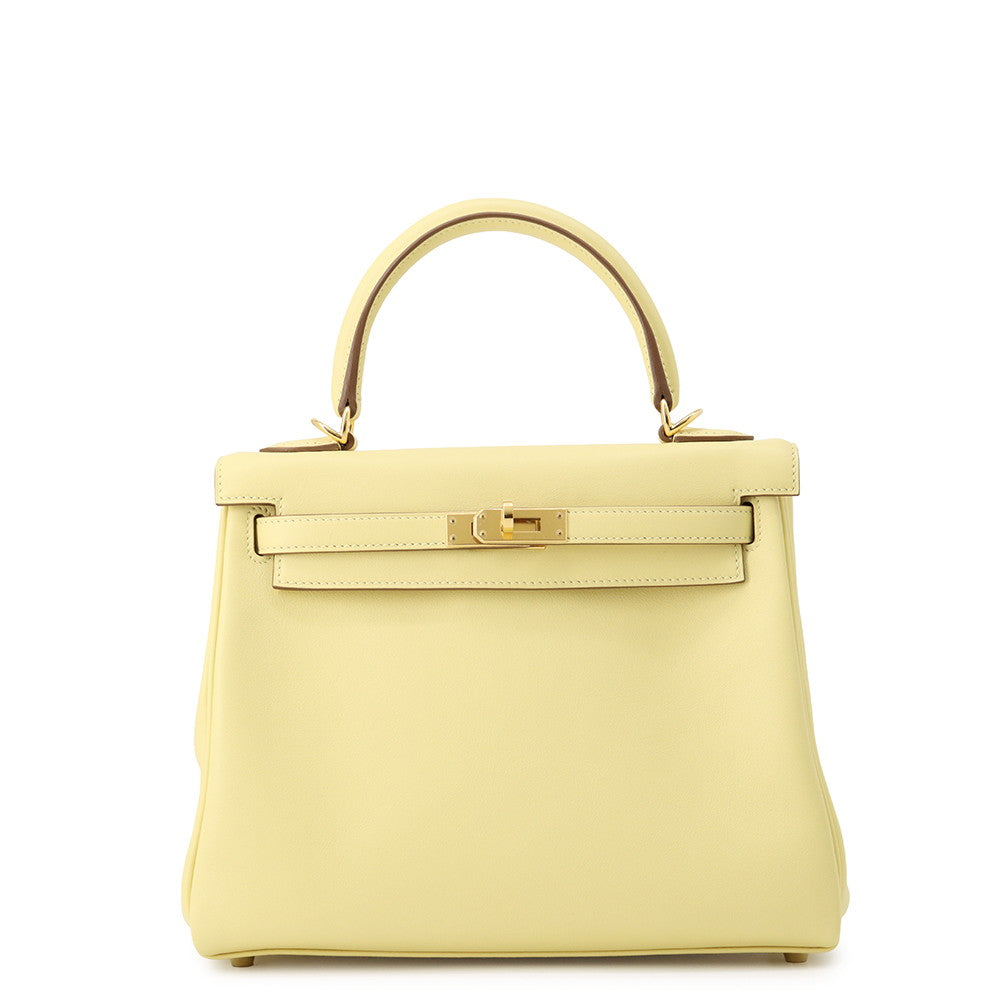 HERMES Kelly Retourne sewing Jaune Poussin Swift Leather Size 25