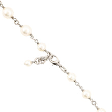 Load image into Gallery viewer, CHANEL CC Logo Long Necklace SilverA36121 Metal Faux Pearl Rhinestone
