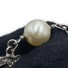 Load image into Gallery viewer, CHANEL CC Logo Long Necklace SilverA36121 Metal Faux Pearl Rhinestone
