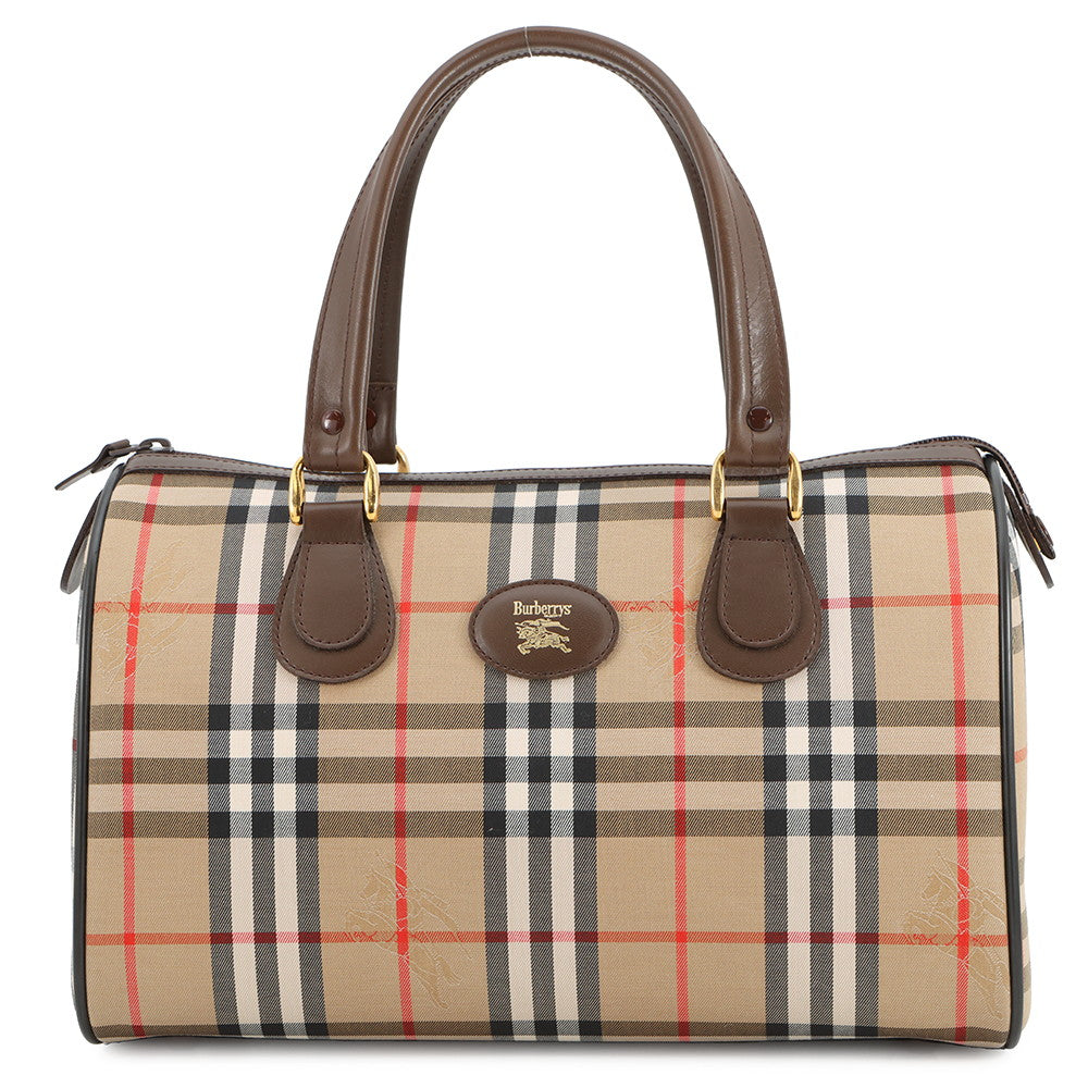 BURBERRY Burberry Nova Check Travel Bag Beige/Brown Canvas Leather