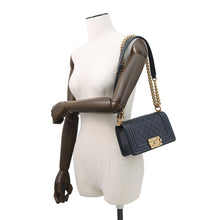 Load image into Gallery viewer, CHANEL Boy Chanel ChainShoulder Bag NavyA67085 Caviar Leather Size 20
