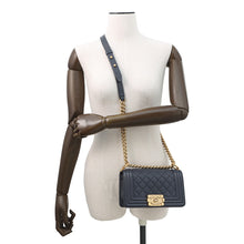 Load image into Gallery viewer, CHANEL Boy Chanel ChainShoulder Bag NavyA67085 Caviar Leather Size 20
