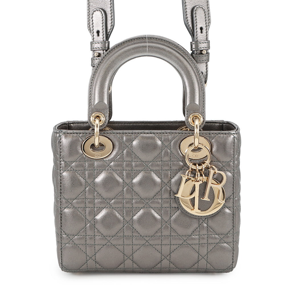 Dior MY ABCDIOR Lady Dior Cannage MetalicGrayM05380WEC Lambskin Size Small