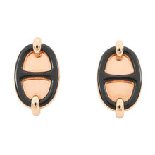 将图像加载到图库查看器中，HERMES Earrings Mini Maillon Black Metal Enamel
