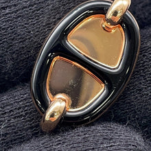 将图像加载到图库查看器中，HERMES Earrings Mini Maillon Black Metal Enamel
