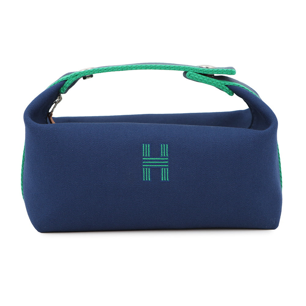 HERMES Brid a Black Navy/Green Canvas Size PM