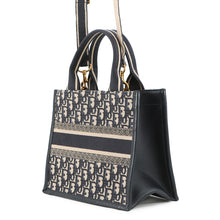 Load image into Gallery viewer, Dior Oblique Embroidery Book Tote NavyM1325CZBB Canvas Calf Leather Size Small

