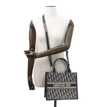 Load image into Gallery viewer, Dior Oblique Embroidery Book Tote NavyM1325CZBB Canvas Calf Leather Size Small
