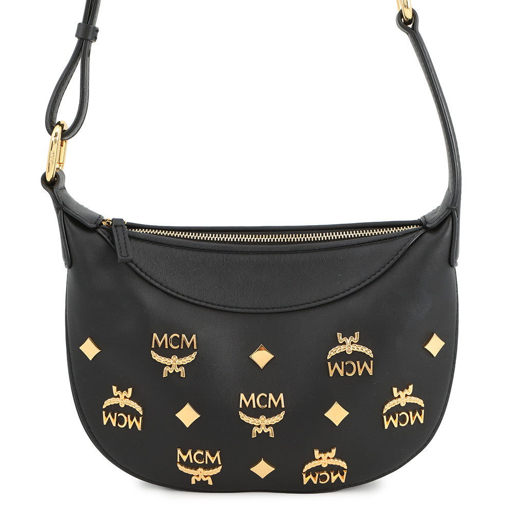 MCM AREN logo shoulder bag BlackMWHCATA02BK001 Leather