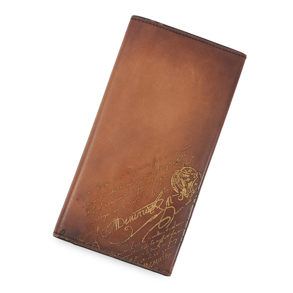 Berluti Espace Scritto Long Wallet Brown Venice Scritto Leather
