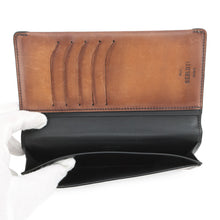 将图像加载到图库查看器中，Berluti Espace Scritto Long Wallet Brown Venice Scritto Leather
