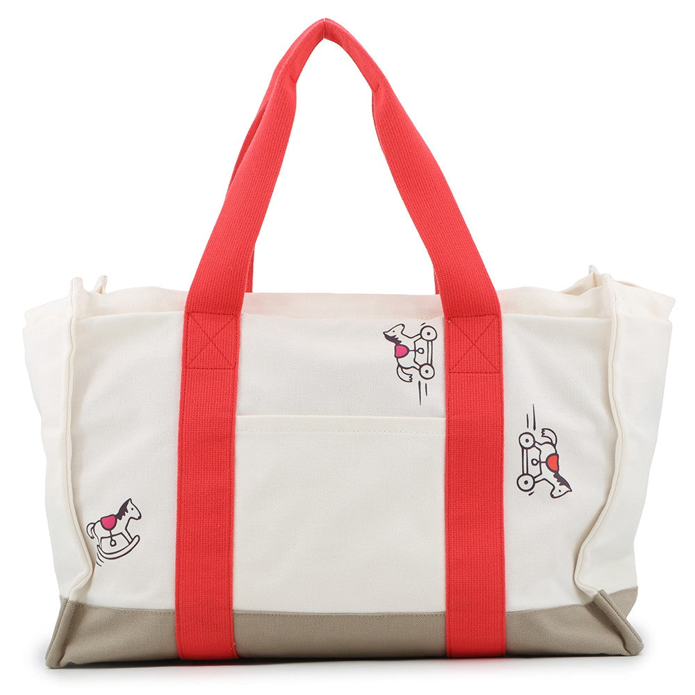 HERMES Adada Mother's Bag Bougainvillier/White/Gray Canvas