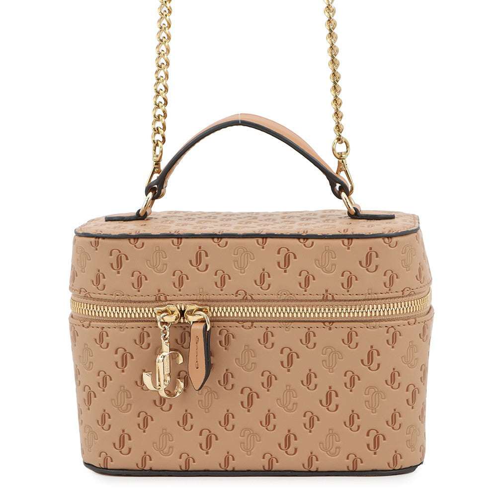 JIMMY CHOO 2WAY vanity bag Beige Leather