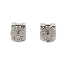 Load image into Gallery viewer, HERMES Cage Do Ash H Cube Earrings Light Blue Metal
