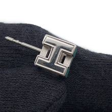 Load image into Gallery viewer, HERMES Cage Do Ash H Cube Earrings Light Blue Metal
