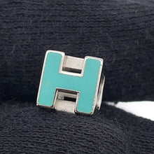 Load image into Gallery viewer, HERMES Cage Do Ash H Cube Earrings Light Blue Metal
