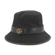 Load image into Gallery viewer, GUCCI GG Canvas bucket hat Size Size S (22.4&quot;) Black576587 Polyester68% Cotton16% Nylon16% Leather
