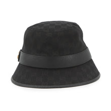 Load image into Gallery viewer, GUCCI GG Canvas bucket hat Size Size S (22.4&quot;) Black576587 Polyester68% Cotton16% Nylon16% Leather
