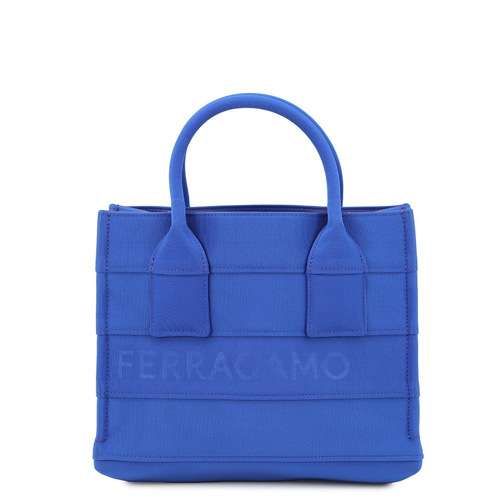 Ferragamo Logo Handbag Blue214988 Fabric