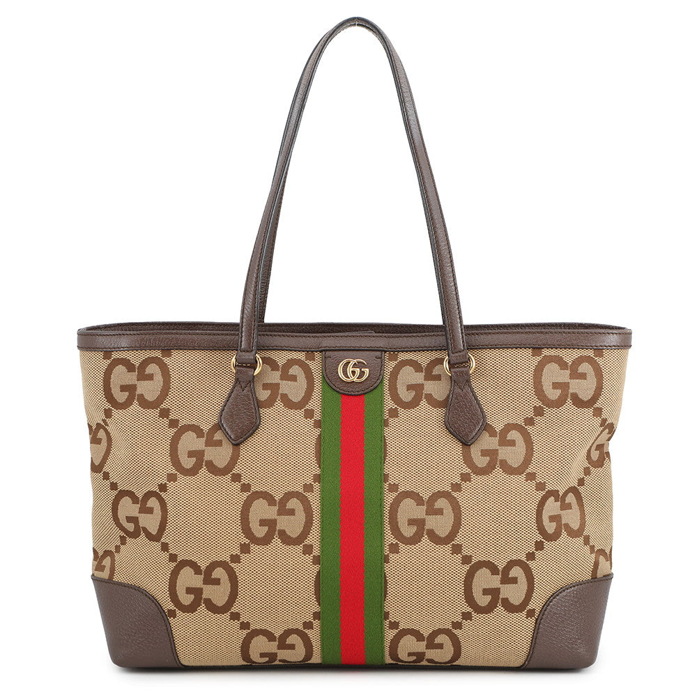 GUCCI Ophidia Jumbo GG Medium Tote Brown/Beige631685 Canvas Leather Size Medium