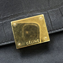 将图像加载到图库查看器中，CELINE Trapeze 2WAYBag Black Crocodile Embossed Leather Suede
